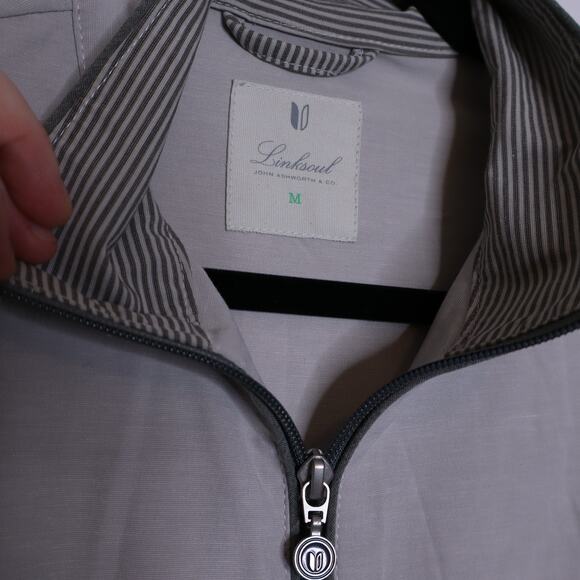 LINKSOUL Chalk Full-Zip Windbreaker Jacket Gray Long Sleeves Golf Women's M - Picture 10 of 11